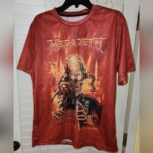 MEGADETH 3d all over print shirt 35 YEARS OF MEGADETH adult large preowned